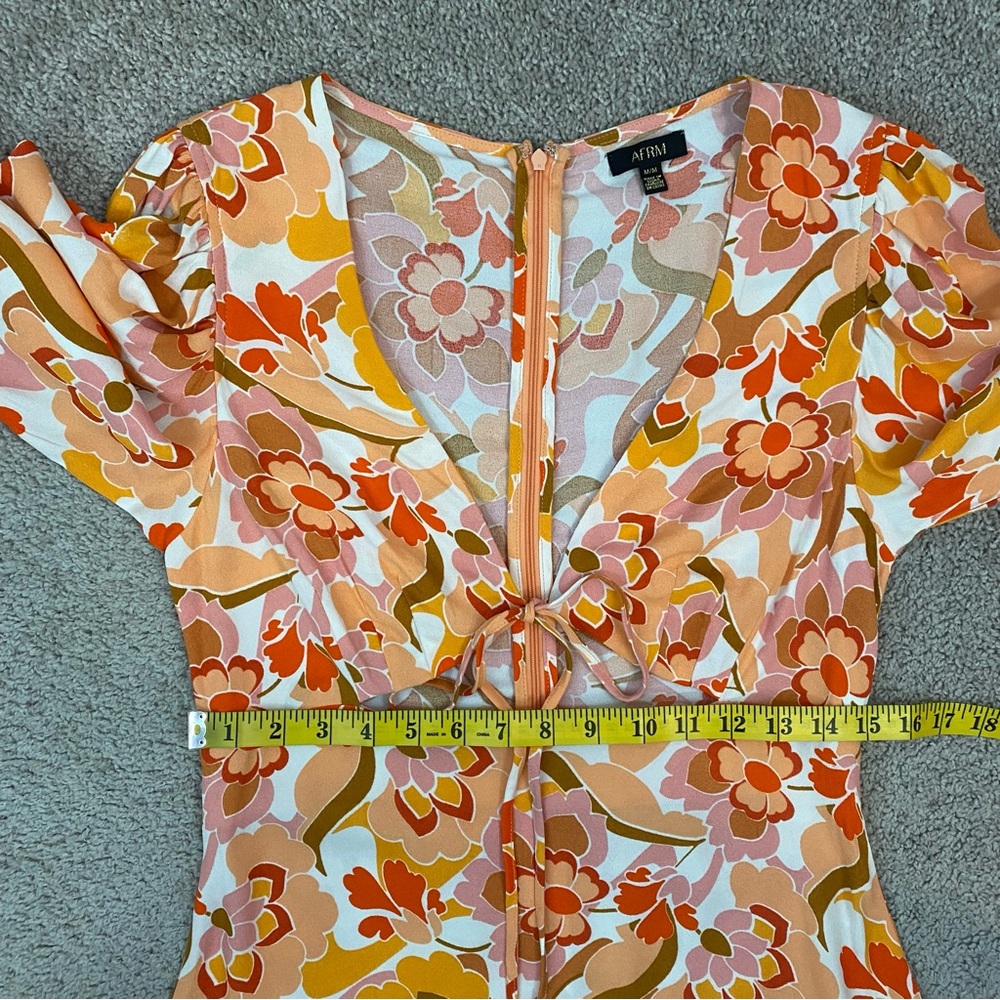 AFRM Etienne Retro Style Mini Dress Orange Multi M - Picture 6 of 7